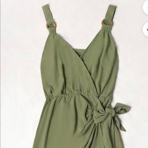 Jeanette Green O-ring Wrap Tie Waist Dress